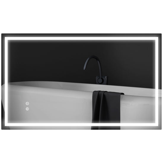 HOMCOM 39" x 24" Bathroom Mirror with LED Lights, Wall Mounted Vanity Mirror with Anti-Fog Pad and Touch Button, Clear | The Comfy Couch Canada
