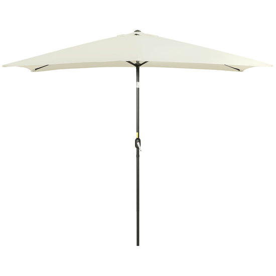 Outsunny 6.5x10ft Rectangle Aluminum Tilt Patio Umbrella, Garden Market Parasol, Outdoor Sunshade Canopy with Crank, Cream White | The Comfy Couch Canada