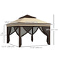 Outsunny 10.7 x 10.7ft Pop Up Gazebo, Adjustable Instant Sun Shelter with UV30+ Roof Cover, Removable Mesh Curtains, Beige | The Comfy Couch Canada