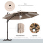 Outsunny 10ft Offset LED Patio Umbrella: Cantilever Parasol with 360å¡ Rotation, Cross Base for Outdoor Deck & Beach, Khaki | The Comfy Couch Canada