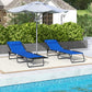 Outsunny 2 PCs Folding Lounge Chairs, Adjustable Chaise Lounge with Headrest, Reclining Lounger Cot for Camping, Hiking, Blue | The Comfy Couch Canada