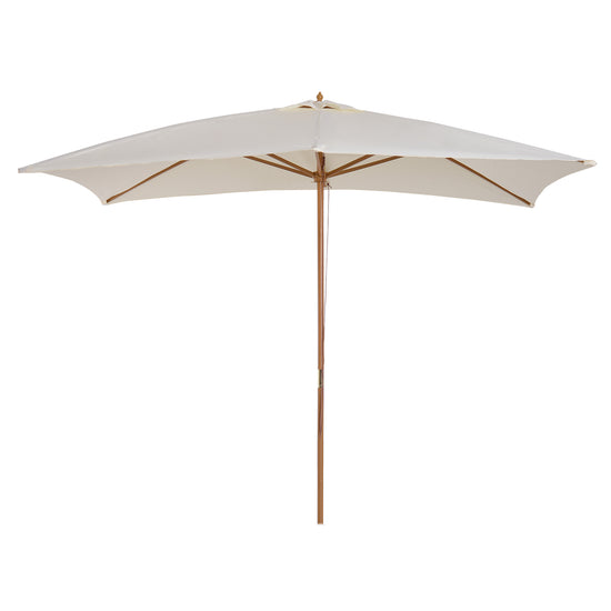 Outsunny 7x10ft Wooden Rectangle Patio Umbrella: Beige Market Garden Parasol Outdoor Sunshade Canopy | The Comfy Couch Canada