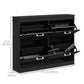 HOMCOM Shoe Storage Cabinet: Space-Saving Design with 4 Flip Drawers & Adjustable Shelves for 20 Pairs, Black | The Comfy Couch Canada