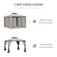 Outsunny Soft-top Gazebo 9.7x9.7ft Outdoor Pavilion 2 Tier Roof Canopy Mosquito Netting Brown | The Comfy Couch Canada