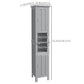kleankin Freestanding Linen Cabinet Bathroom Storage with Open Shelves Cupboards Grey 13.8" x 11.8" x 62.4" | The Comfy Couch Canada