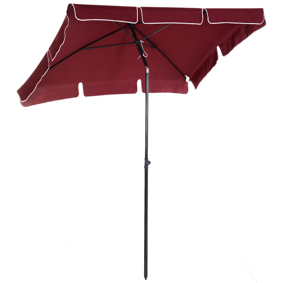 Outsunny Patio Umbrella: 7x4ft Rectangular Aluminum Adjustable Tilt UV Protection Wine Red | The Comfy Couch Canada