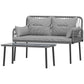 Outsunny 2 Pieces Wicker Patio Furniture Set, Small Patio Seat with Outdoor Loveseat, Glass Top Table and Cushions, Light Grey | The Comfy Couch Canada