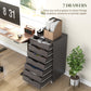 Vinsetto 7-drawer Vertical File Cabinet for Home Office, Storage Cabinet with Wheels, 18.7"x15.6"x35.4", Grey Wood Grain | The Comfy Couch Canada