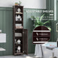 HOMCOM Tall Linen Tower: Freestanding 3-Tier Bathroom Cabinet with Adjustable Shelves & Cupboard, Dark Brown | The Comfy Couch Canada