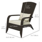 Outsunny Patio Wicker Adirondack Chair, Outdoor Rattan Muskoka Chair with Cushions for Patio, Garden, Backyard Khaki | The Comfy Couch Canada