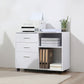 HOMCOM Mobile Printer Stand: Storage Space, 3 Drawers, Shelves, Home Office, White, Rolling Cabinet | The Comfy Couch Canada
