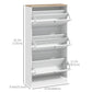 HOMCOM Modern Shoe Storage Cabinet 3 Flip Drawers Adjustable Shelves Organizer for 18 Pairs White | The Comfy Couch Canada