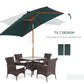 Outsunny Square Wooden Patio Umbrella: 6.6x5ft Tilt Mechanism with 6 Bamboo Ribs Sunshade, Green | The Comfy Couch Canada