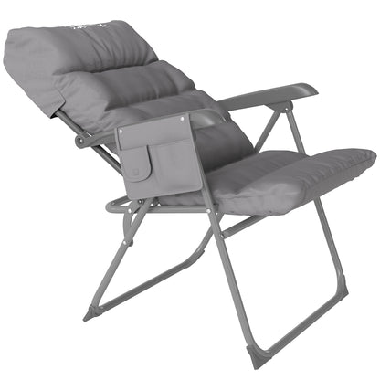 Outsunny 5-Level Reclining Camping Chair, Adjustable High Back Camping Chair with Side Pockets, Compact Camping Chair for Adults