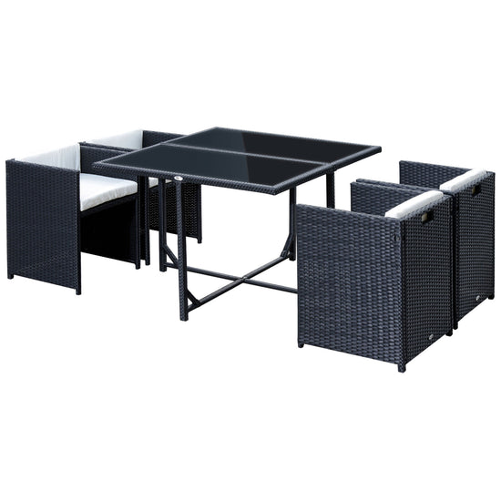 Outsunny 5 Pieces Outdoor Dining Set Rattan Furniture Wicker Conversation Set Dining Sofa Table Bistro Set Patio Furniture with Cushion | The Comfy Couch Canada