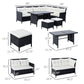 Outsunny 6 Pieces Patio Dining Set Wicker Outdoor Furniture Set Garden Rattan Sofa Set Outdoor Sectional Couch w/ Cushions Table White | The Comfy Couch Canada