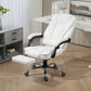 HOMCOM High Back Office Chair PU Leather Executive Office Chair with Retractable Footrest Padded Armrest White | The Comfy Couch Canada