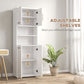 kleankin 72" Bathroom Linen Cabinet: Freestanding with Open Shelves & Cupboards in White | The Comfy Couch Canada