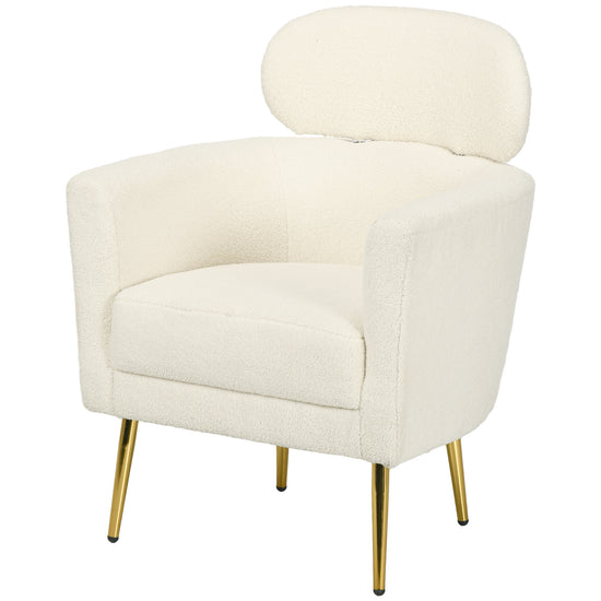 HOMCOM Barrel Accent Chair Removable Headrest Modern Armchair for Living Room Home Office Cream White | The Comfy Couch Canada