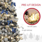 HOMCOM 6ft Prelit Artificial Christmas Tree with Blue Ornaments, Flocked Christmas Tree with LED Lights for Home Office | The Comfy Couch Canada