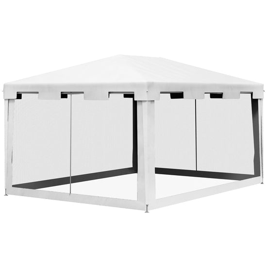 Outsunny 10x13ft Gazebo Party Tent Outdoor Canopy Garden Sun Shade with Mesh Sidewalls White | The Comfy Couch Canada