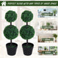 Outsunny 2 Ball Topiary Tree in Pot for Home Decor, Artificial Plant for Home Office, Living Room Decor, Dark Green | The Comfy Couch Canada