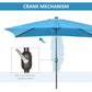 Outsunny 6.5x10ft Patio Umbrella Rectangle Solar Powered Tilt Aluminum Outdoor Market Parasol with LEDs Crank (Turquoise) | The Comfy Couch Canada