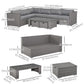 Outsunny 6 Pieces Patio Furniture Set, Outdoor Wicker Sofa Set Aluminum Frame PE Rattan Conversation Furniture, Grey | The Comfy Couch Canada