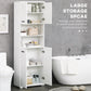 kleankin 72" Bathroom Linen Cabinet: Freestanding with Open Shelves & Cupboards in White | The Comfy Couch Canada