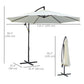 Outsunny 9.7ft Offset Patio Umbrella Cantilever Parasol with Crank Handle 8 Ribs and Cross Base for Outdoor Sun Shade Cream | The Comfy Couch Canada