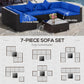 Outsunny 7-Piece Outdoor Sofa Set, Patio Wicker Sectional Sofa with Tempered Glass Coffee Table & Cushions | The Comfy Couch Canada
