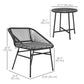 Outsunny 3 Piece Bistro Set, Wicker Outdoor Patio Furniture Set with Glass Top Table, Cushions for Balcony, Porch, Black | The Comfy Couch Canada