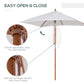 Outsunny Square Wooden Patio Umbrella: 6.6x5ft Fir Market Parasol with Tilt & 6 Ribs, Cream White | The Comfy Couch Canada