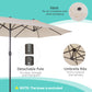 Outsunny 15ft Beige Twin Canopy Patio Umbrella Outdoor Sunshade with Steel Table Lift Crank for Spacious Shade | The Comfy Couch Canada