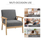 HOMCOM Minimalistic Accent Chairs Wood Frame w/ Thick Linen Cushions Wide Seat Armchair for Bedroom Office, Grey | The Comfy Couch Canada