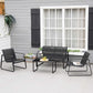 Outsunny 4 PCs Patio Furniture Set with Texteline Seat Outdoor Conversation Set with Loveseat, Center Coffee Table, Black | The Comfy Couch Canada