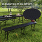 Outsunny 6FT 3PCS Faux Rattan Outdoor Camping Table Bench Set with Carrying Handles, Folding Picnic Table with 2 Benches, Black | The Comfy Couch Canada