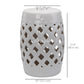 Outsunny 18" Ceramic Garden Stool with Woven Lattice Design, Indoor & Outdoor Decorative Accent Stool, White | The Comfy Couch Canada