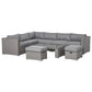 Outsunny 6 Pieces Patio Furniture Set, Outdoor Wicker Sofa Set Aluminum Frame PE Rattan Conversation Furniture, Grey | The Comfy Couch Canada