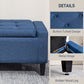 HOMCOM Storage Ottoman Bench, Linen Upholstered Bench with Tufted Design, Dark Blue | The Comfy Couch Canada