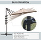 Outsunny 10ft Offset LED Patio Umbrella: Cantilever Parasol with 360å¡ Rotation, Cross Base for Outdoor Deck & Beach, Khaki | The Comfy Couch Canada
