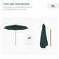 Outsunny 10FT Round Patio Umbrella with Rope Pulley Mechanism, Wooden Market Umbrella, Garden Parasol with 8 Ribs, Dark Green | The Comfy Couch Canada
