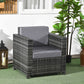Outsunny Outdoor Rattan Sofa, Patio Wicker Armchair with Cushions for Garden, Balcony, Porch, Grey | The Comfy Couch Canada