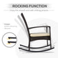 Outsunny Rocking Chair Set 3pc Rattan Wicker Outdoor Patio Furniture with Side Table Comfortable Brown | The Comfy Couch Canada