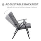 Outsunny Foldable Lounge Chair, Fabric Upholstered Recliner, Outdoor Lounger with Armrest, Metal Frame Camping Beach Chair, Grey | The Comfy Couch Canada