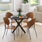 HOMCOM 29" Round Black Dining Table Contemporary Kitchen Furniture Steel Legs for Modern Home Small Spaces | The Comfy Couch Canada