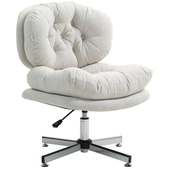 HOMCOM Computer Desk Chair, Armless Office Chair with Wide Padded Seat and Adjustable Height, Cream White | The Comfy Couch Canada