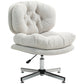 HOMCOM Computer Desk Chair, Armless Office Chair with Wide Padded Seat and Adjustable Height, Cream White | The Comfy Couch Canada