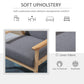 HOMCOM Minimalistic Accent Chairs Wood Frame w/ Thick Linen Cushions Wide Seat Armchair for Bedroom Office, Grey | The Comfy Couch Canada