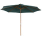 Outsunny 10FT Round Patio Umbrella with Rope Pulley Mechanism, Wooden Market Umbrella, Garden Parasol with 8 Ribs, Dark Green | The Comfy Couch Canada